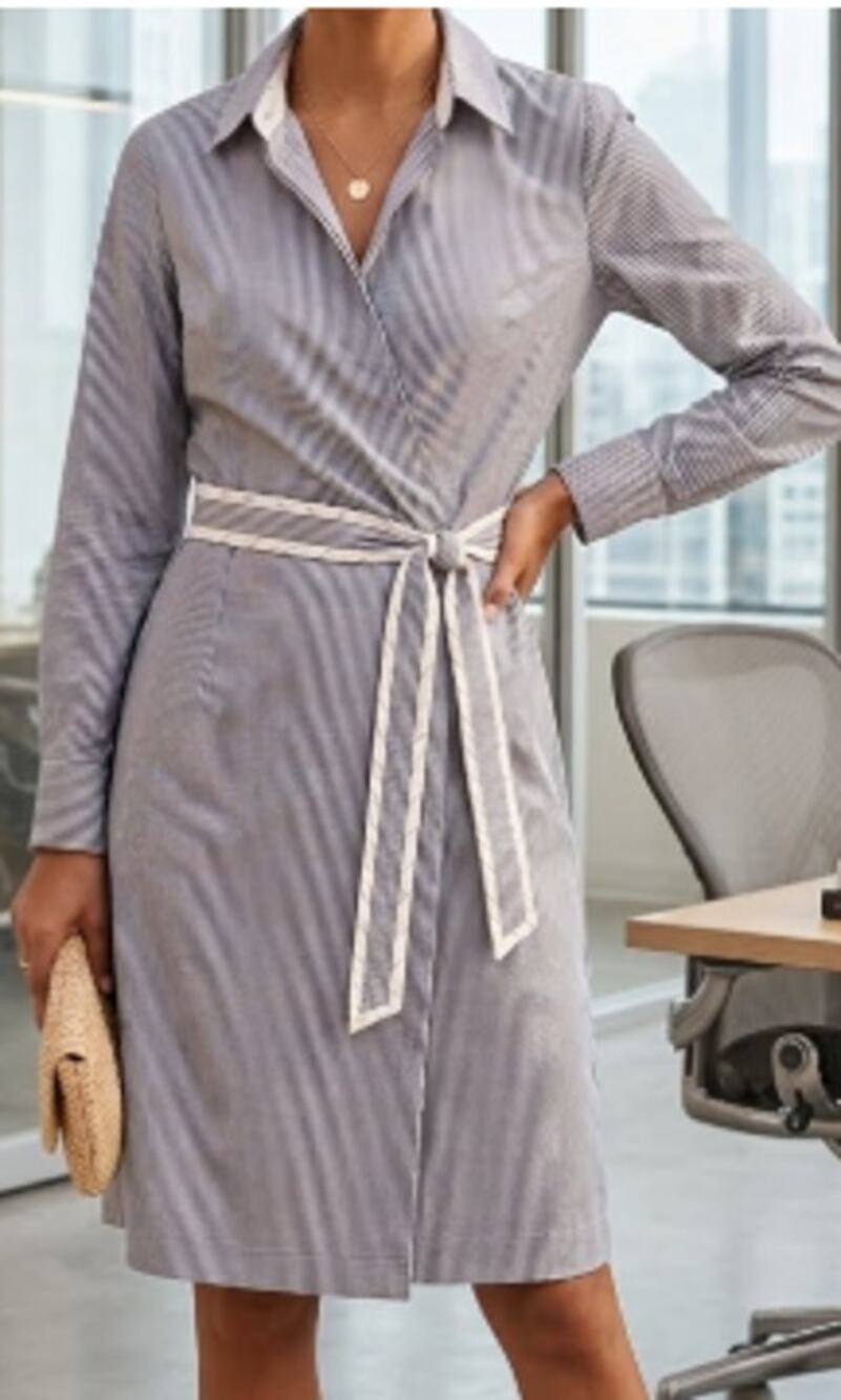 Banana Republic Y2K Striped Wrap Shirt Dress sz 2